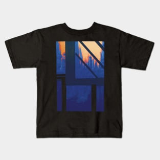 Blue Cityscape evening Kids T-Shirt